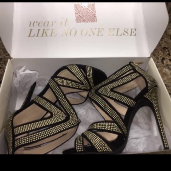Boston Proper Shoes - Black stiletto heels caged studded sandal 7.5 shoe